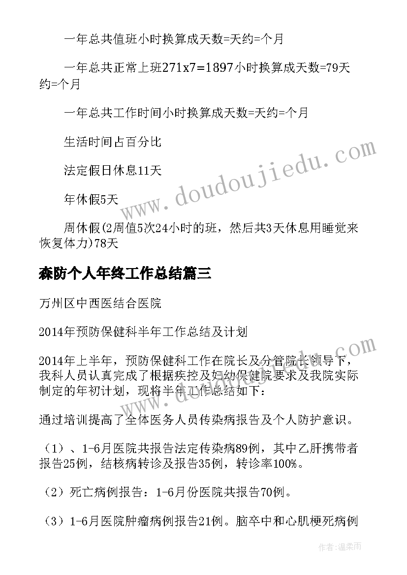 2023年森防个人年终工作总结(汇总5篇)