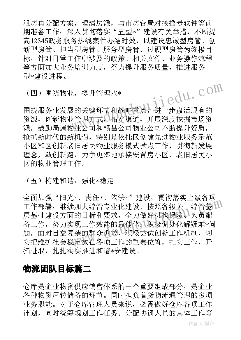 2023年物流团队目标 保税物流卡口工作计划表共(大全6篇)