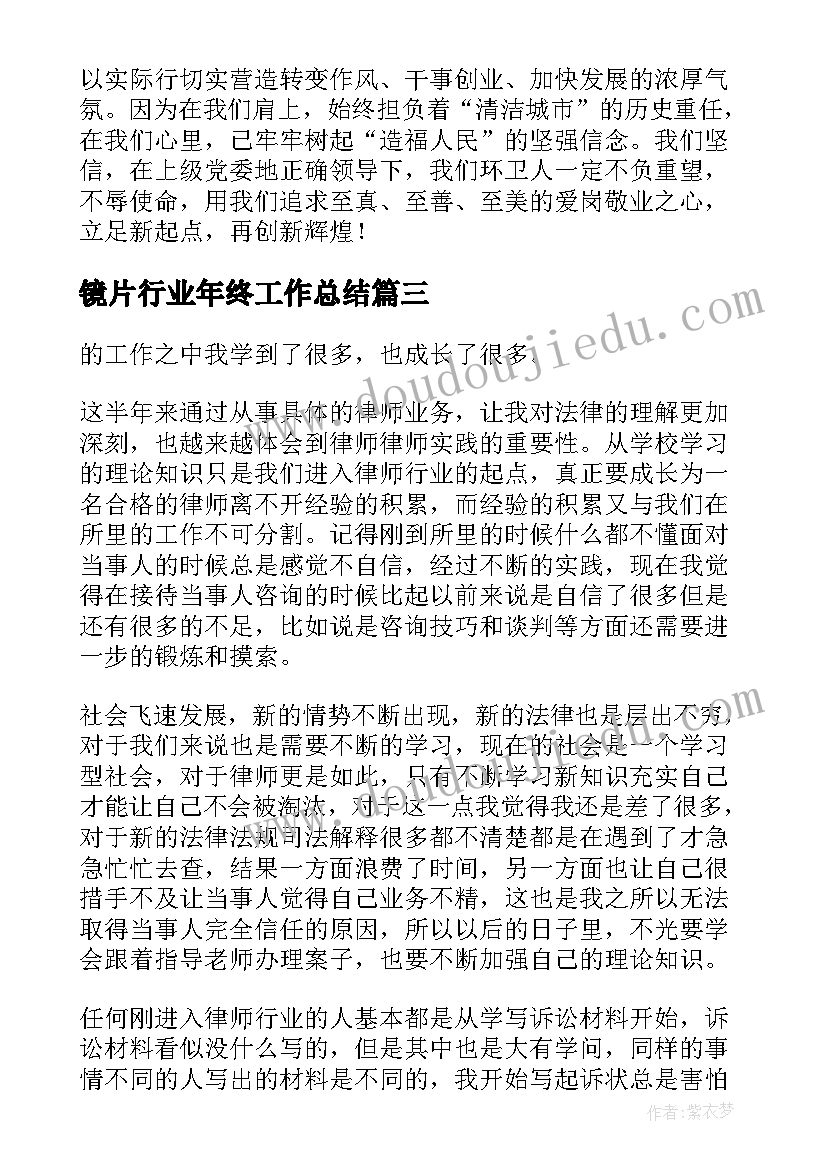 2023年镜片行业年终工作总结 it行业年终工作总结(优质9篇)