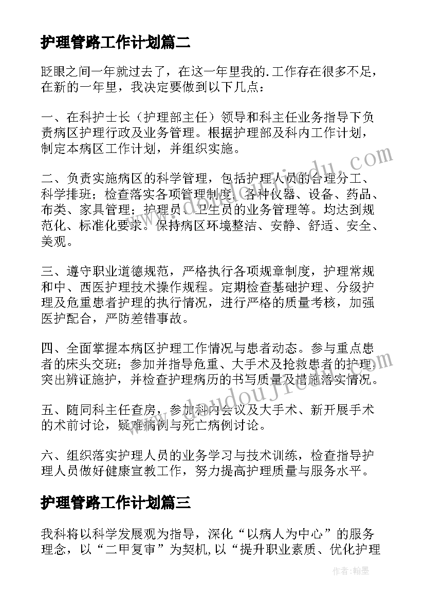 护理管路工作计划(模板5篇)