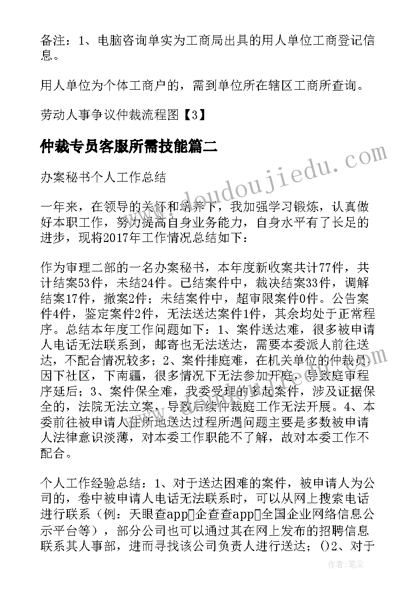 仲裁专员客服所需技能 仲裁工作总结(大全7篇)