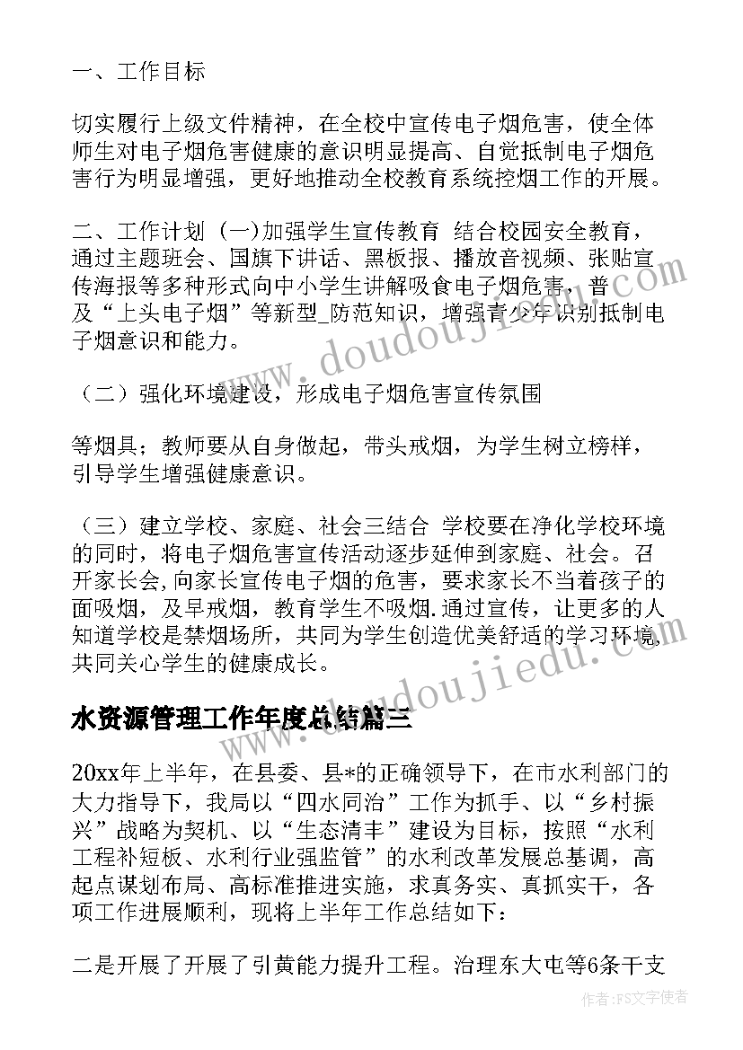 最新水资源管理工作年度总结(实用5篇)