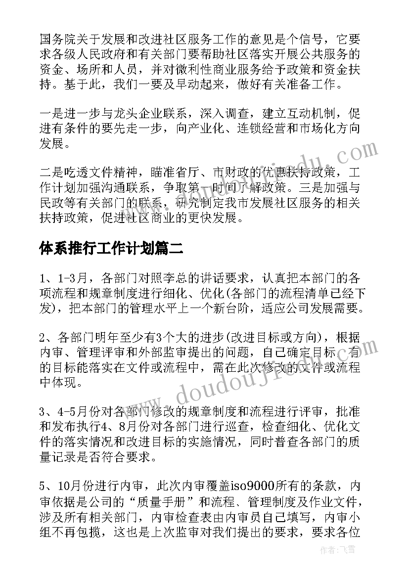 2023年体系推行工作计划(通用5篇)