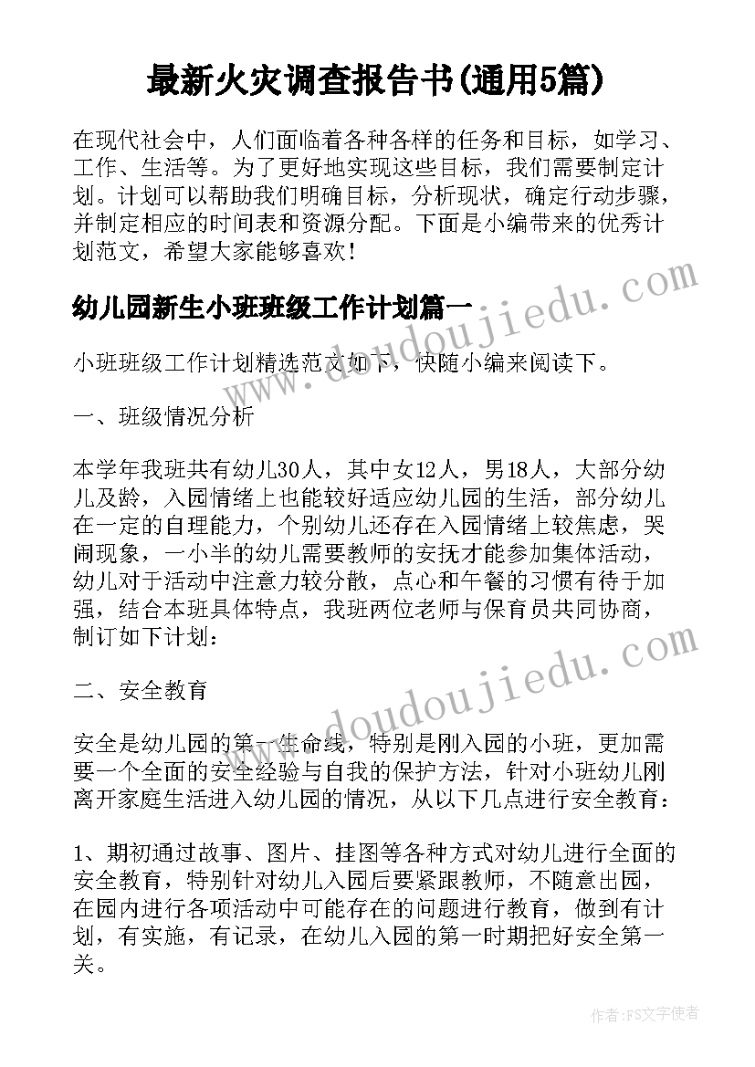 最新火灾调查报告书(通用5篇)