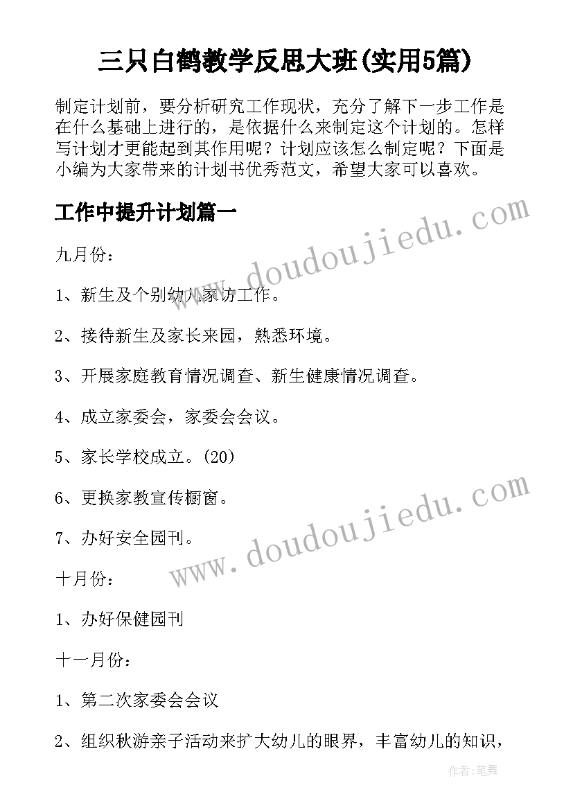 三只白鹤教学反思大班(实用5篇)