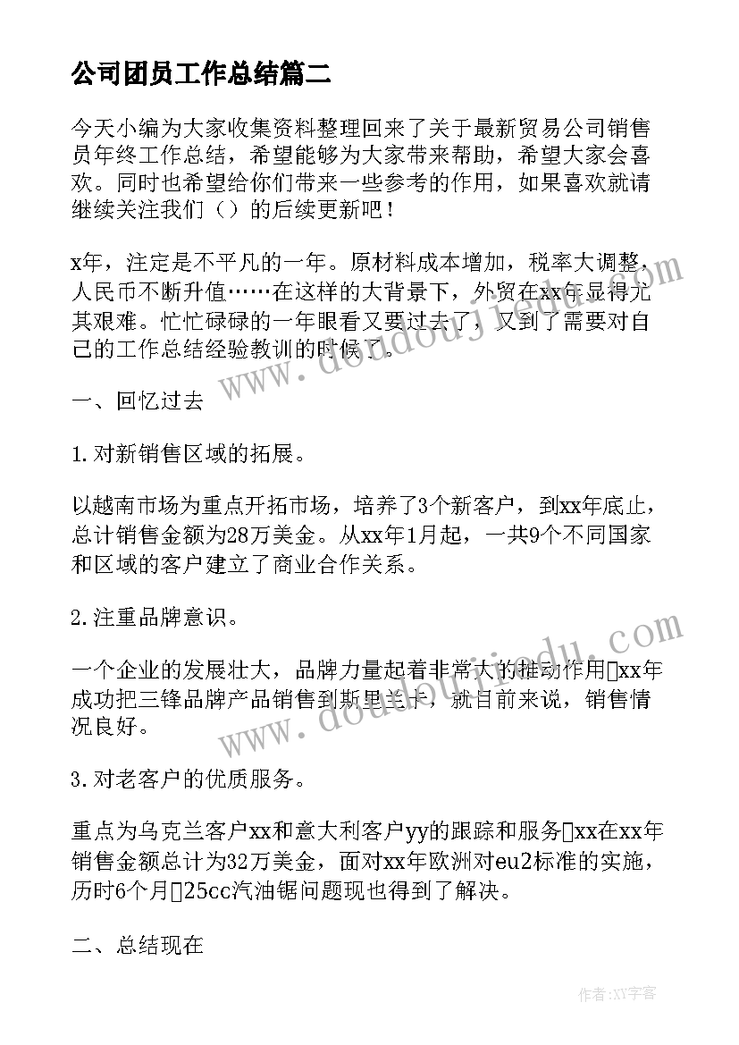 最新公司团员工作总结 公司工作总结(优秀5篇)