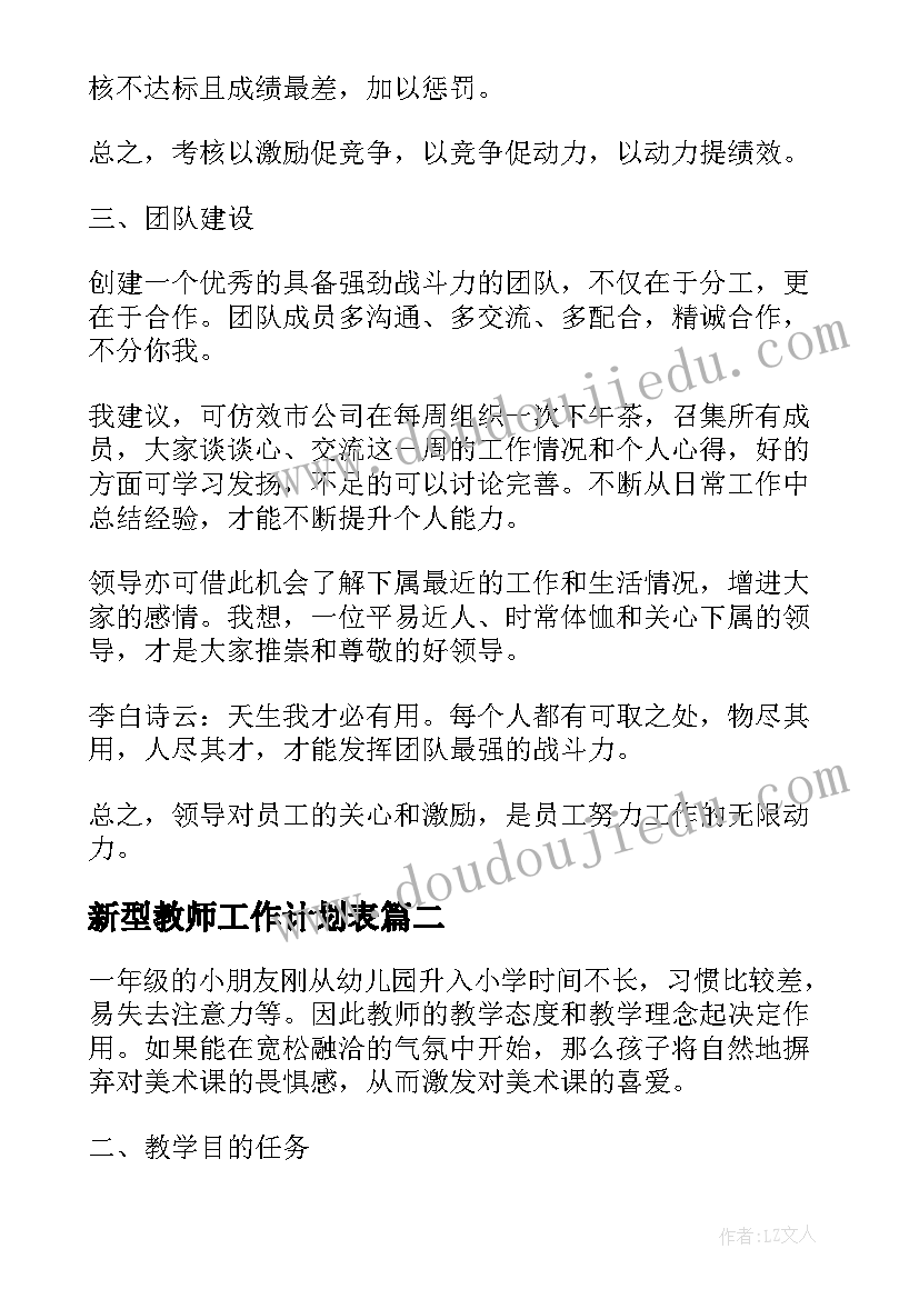 最新新型教师工作计划表 教师每周工作计划表(模板10篇)