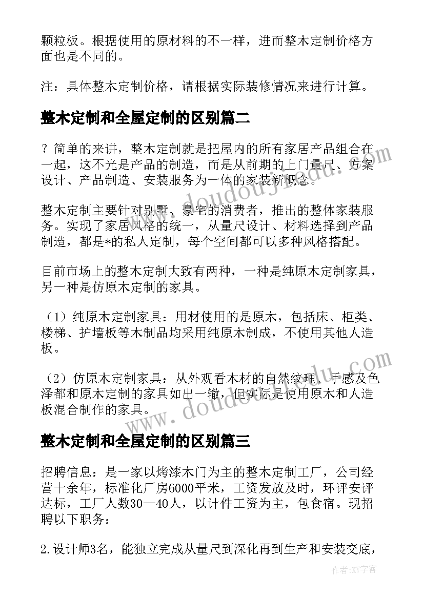 最新整木定制和全屋定制的区别 芜湖整木定制家居合同实用(大全5篇)