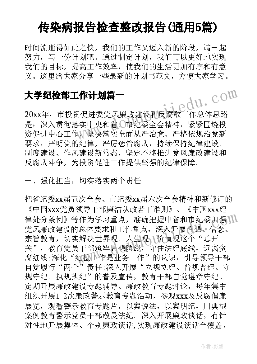 传染病报告检查整改报告(通用5篇)