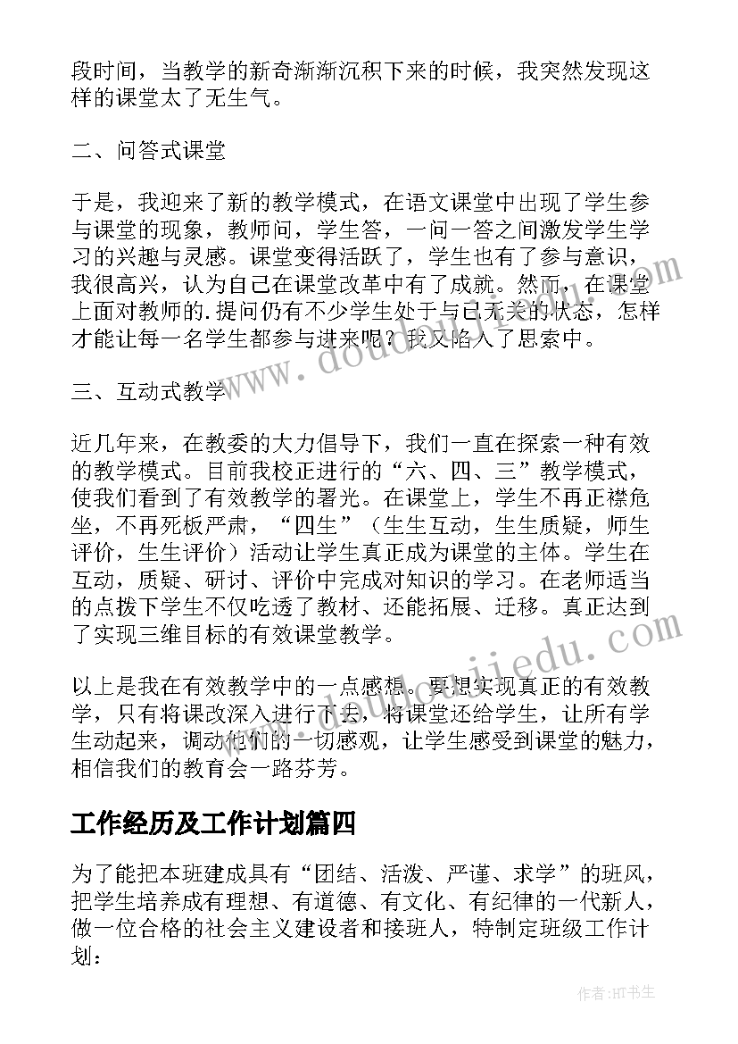 2023年工作经历及工作计划(汇总8篇)