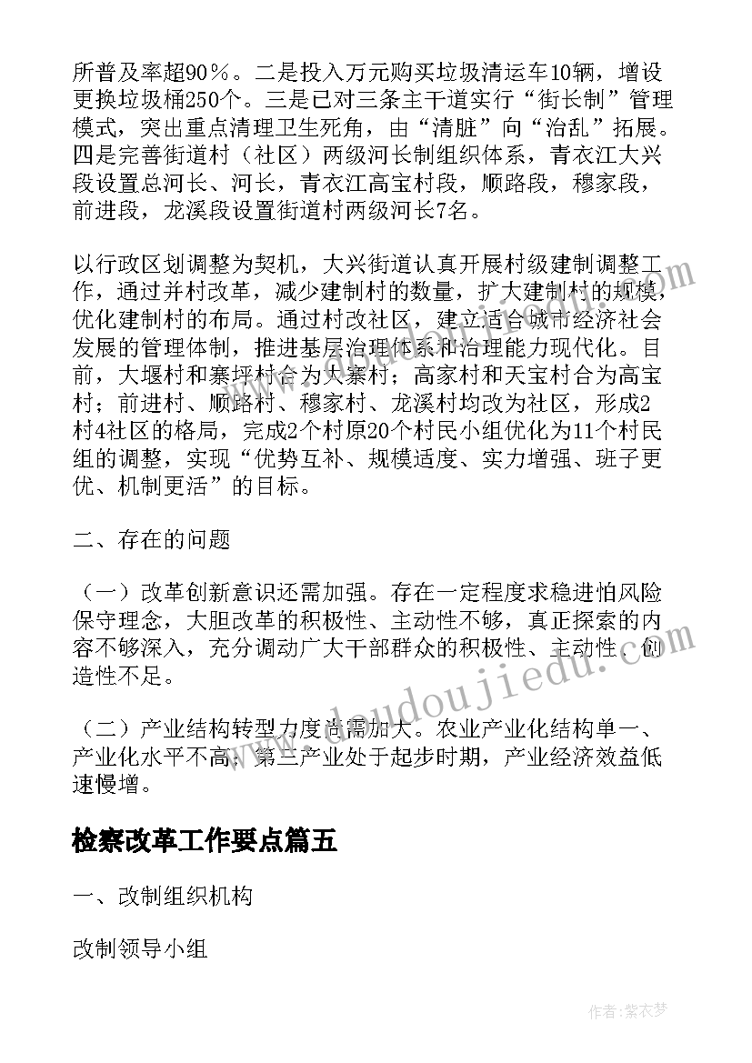 检察改革工作要点 财务会计核算改革工作计划(汇总5篇)