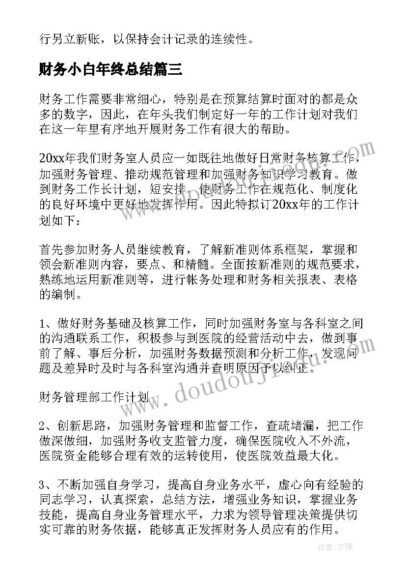 最新财务小白年终总结(精选6篇)