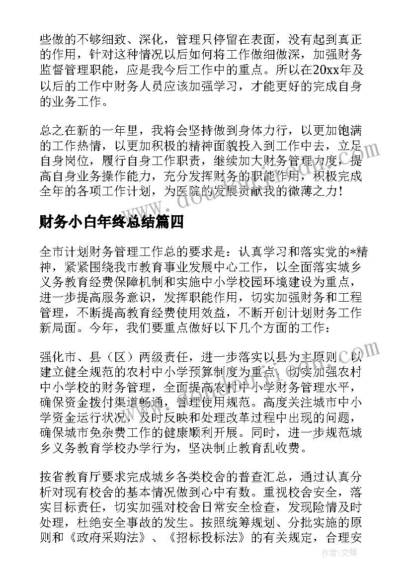 最新财务小白年终总结(精选6篇)
