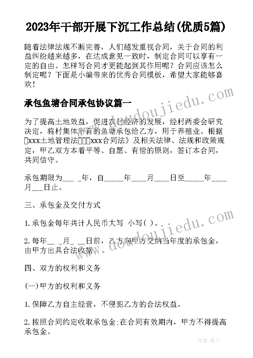 2023年干部开展下沉工作总结(优质5篇)