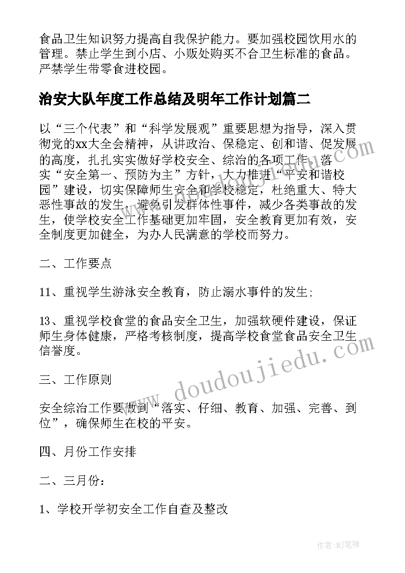 最新治安大队年度工作总结及明年工作计划(实用10篇)