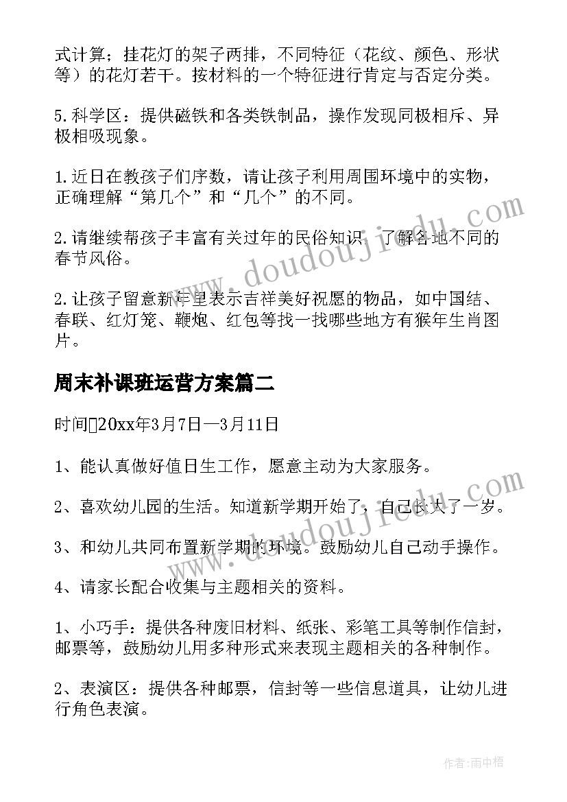 2023年周末补课班运营方案(精选7篇)