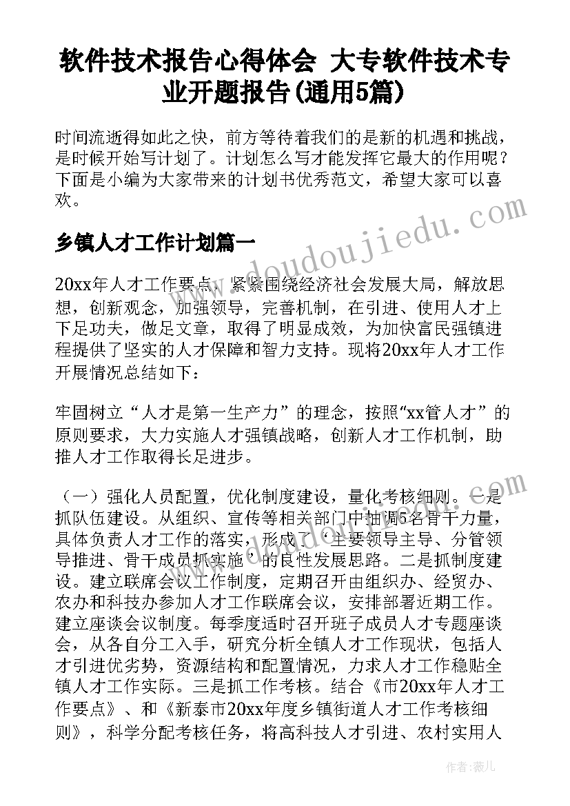 软件技术报告心得体会 大专软件技术专业开题报告(通用5篇)