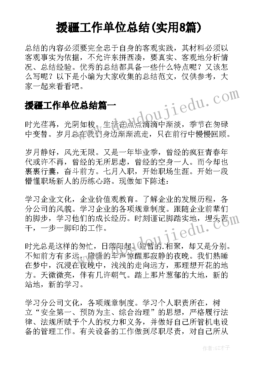 援疆工作单位总结(实用8篇)