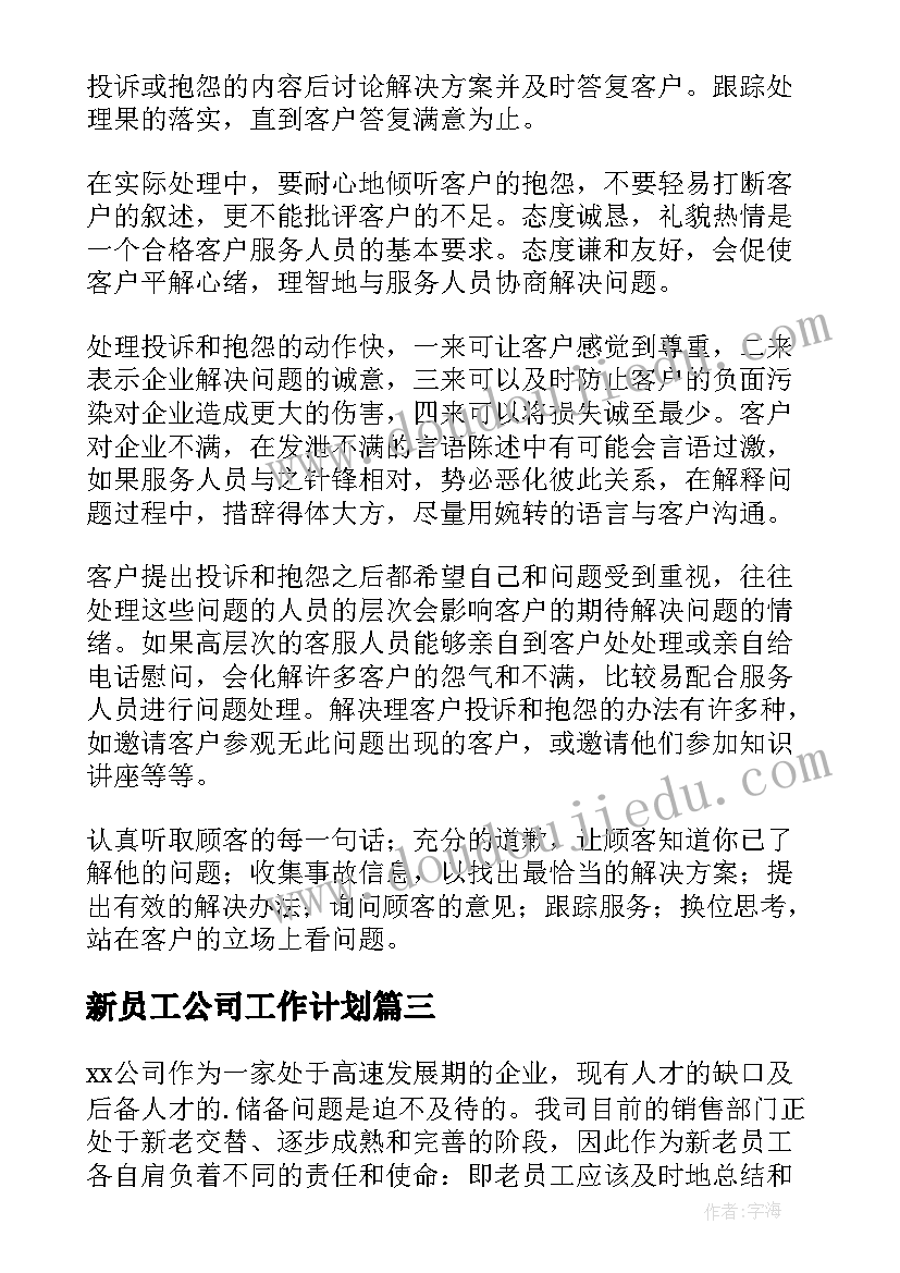 新员工公司工作计划(优质9篇)