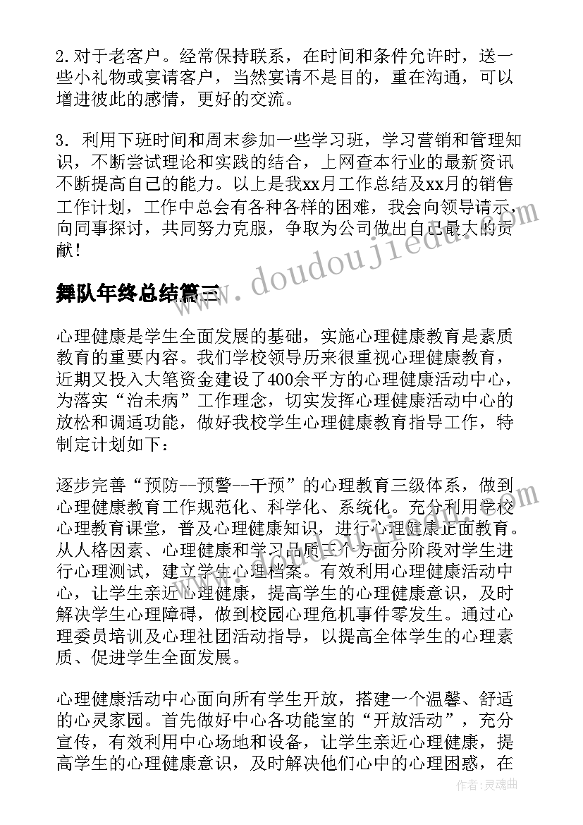 2023年舞队年终总结(优秀5篇)