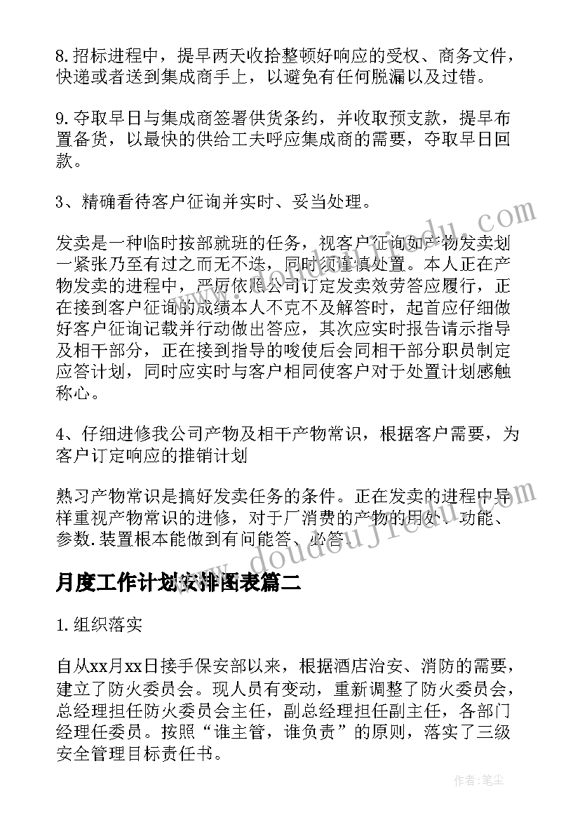 月度工作计划安排图表(实用5篇)