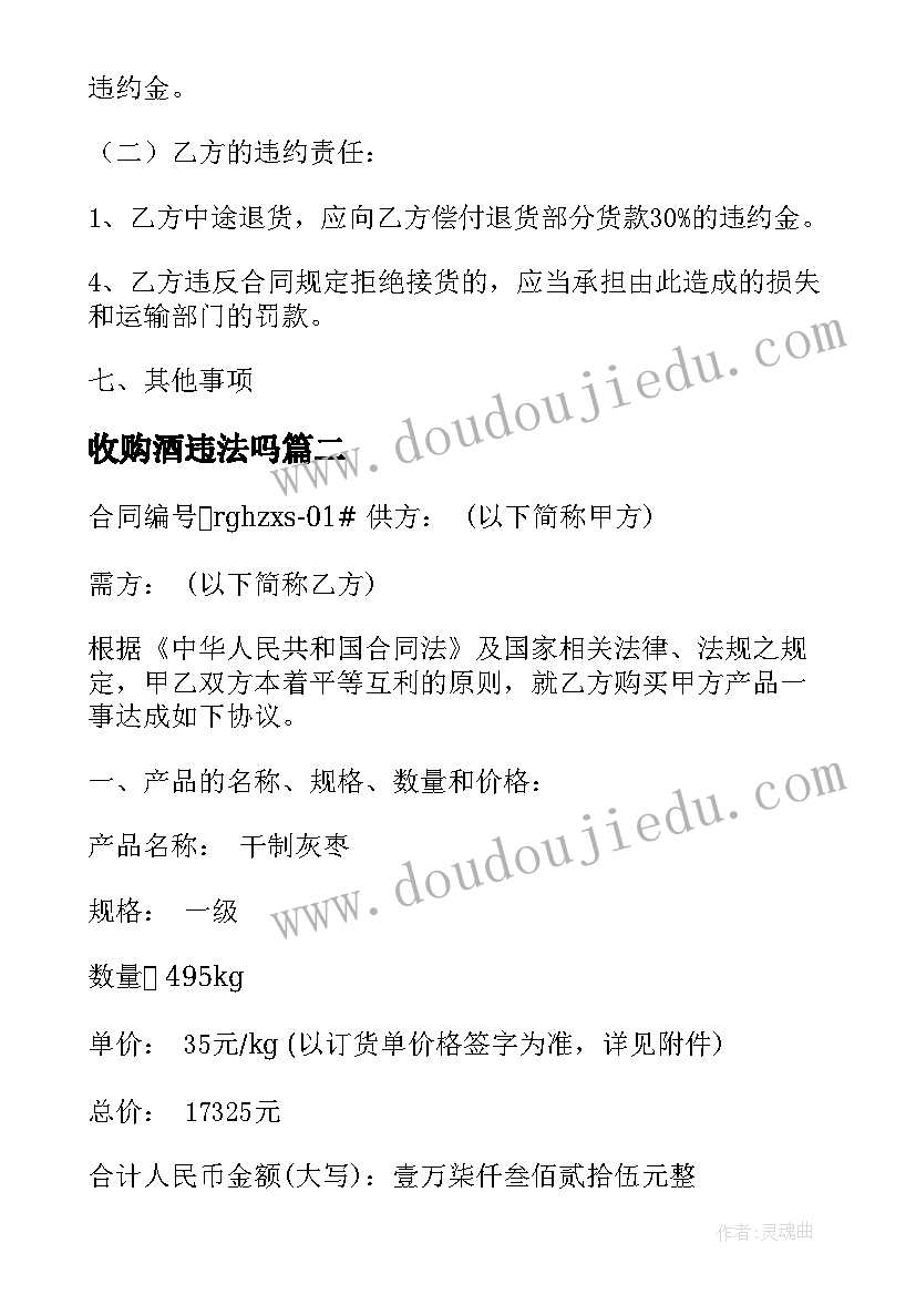 最新收购酒违法吗 农产品收购合同农产品收购合同(优质8篇)