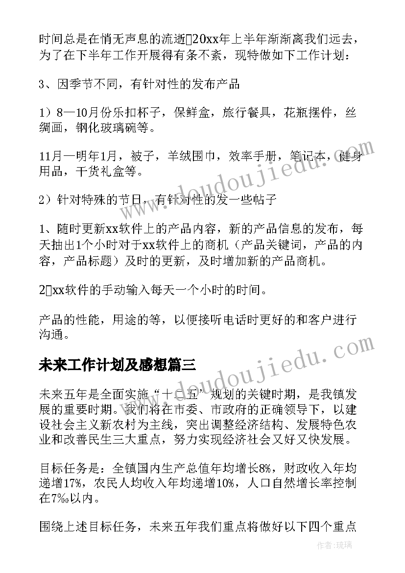 未来工作计划及感想(大全6篇)