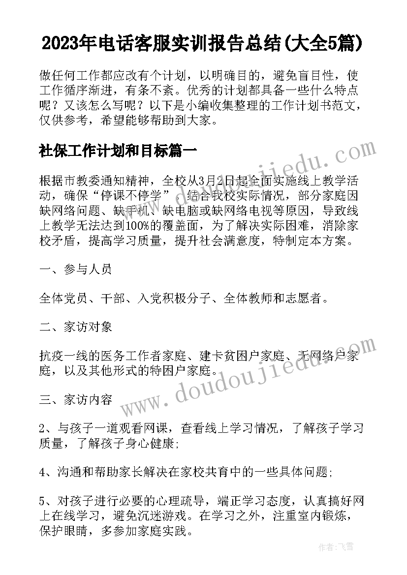 2023年电话客服实训报告总结(大全5篇)