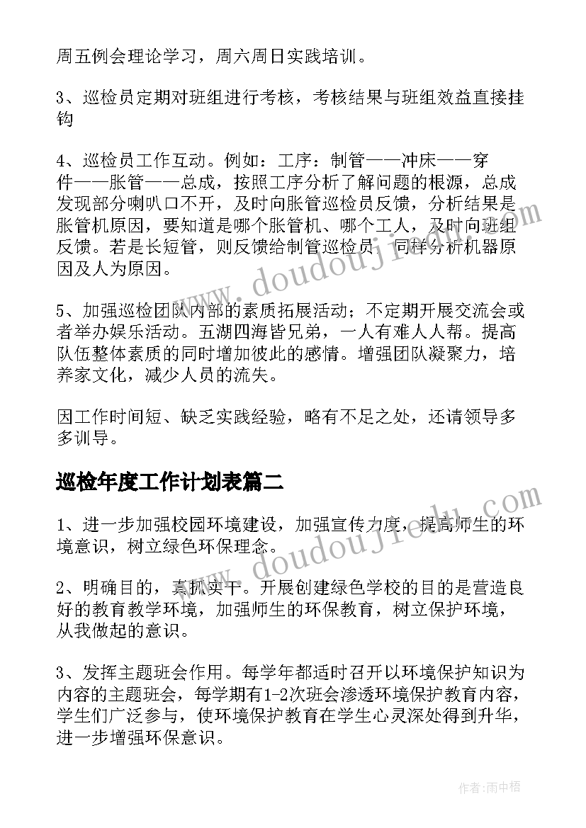 2023年巡检年度工作计划表(优秀10篇)