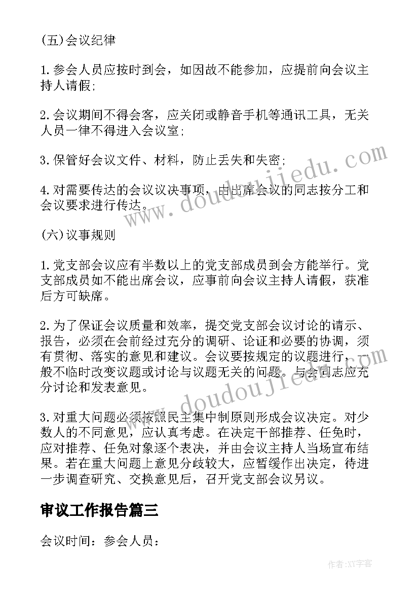 2023年审议工作报告(模板10篇)