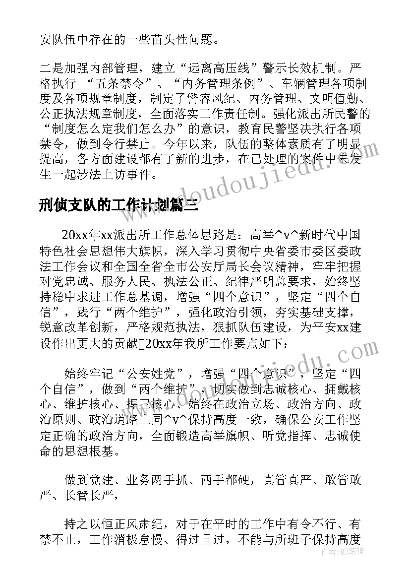 最新刑侦支队的工作计划(优质5篇)