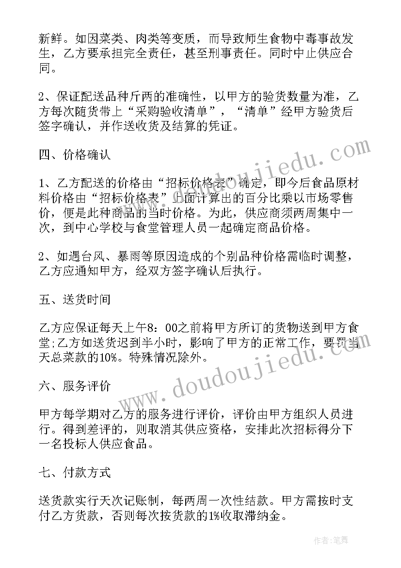 单位食堂配送方案文本 食品配送合同(优秀7篇)