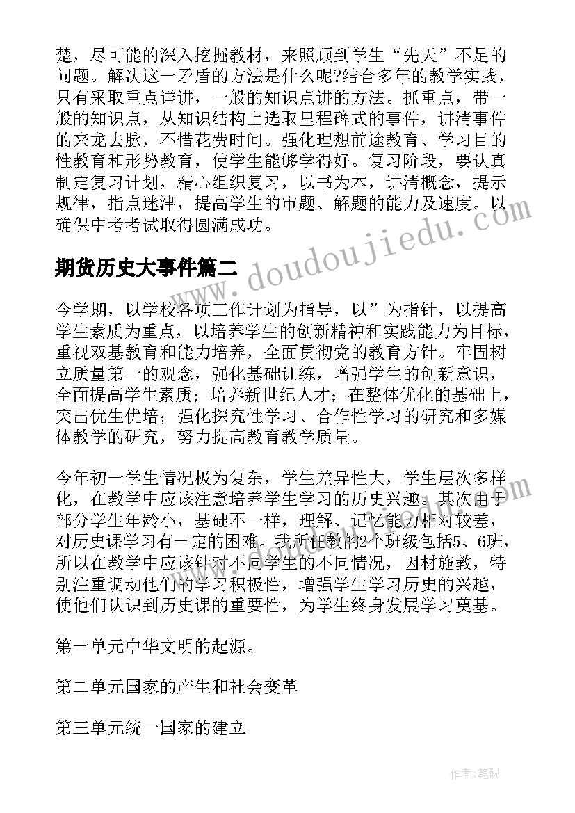 最新期货历史大事件 初中历史工作计划(模板5篇)