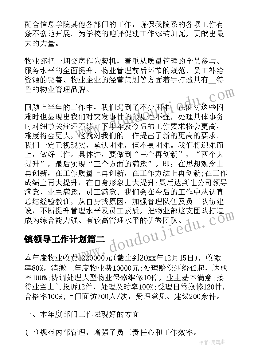 最新镇领导工作计划 领导工作计划报告(大全8篇)