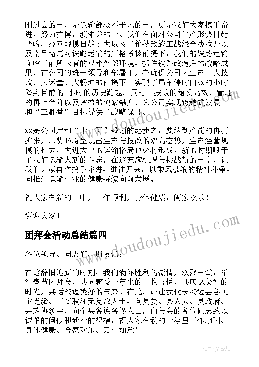 团拜会活动总结(模板6篇)