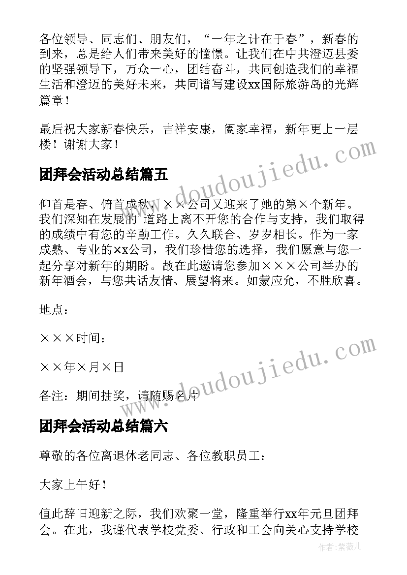 团拜会活动总结(模板6篇)