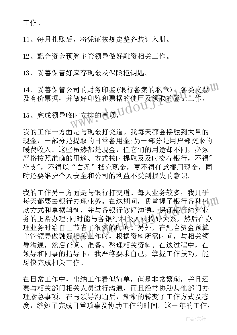 出纳新入职工作总结(大全9篇)