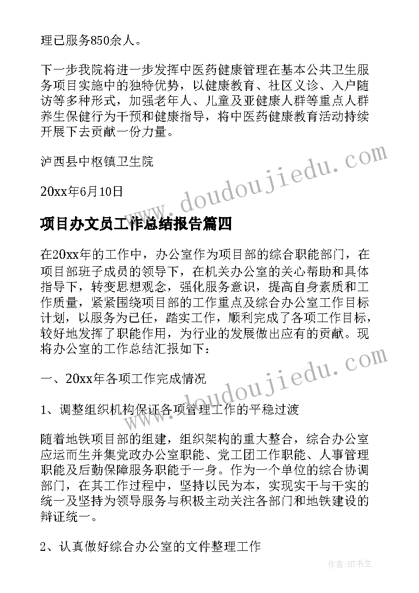 2023年项目办文员工作总结报告(精选10篇)