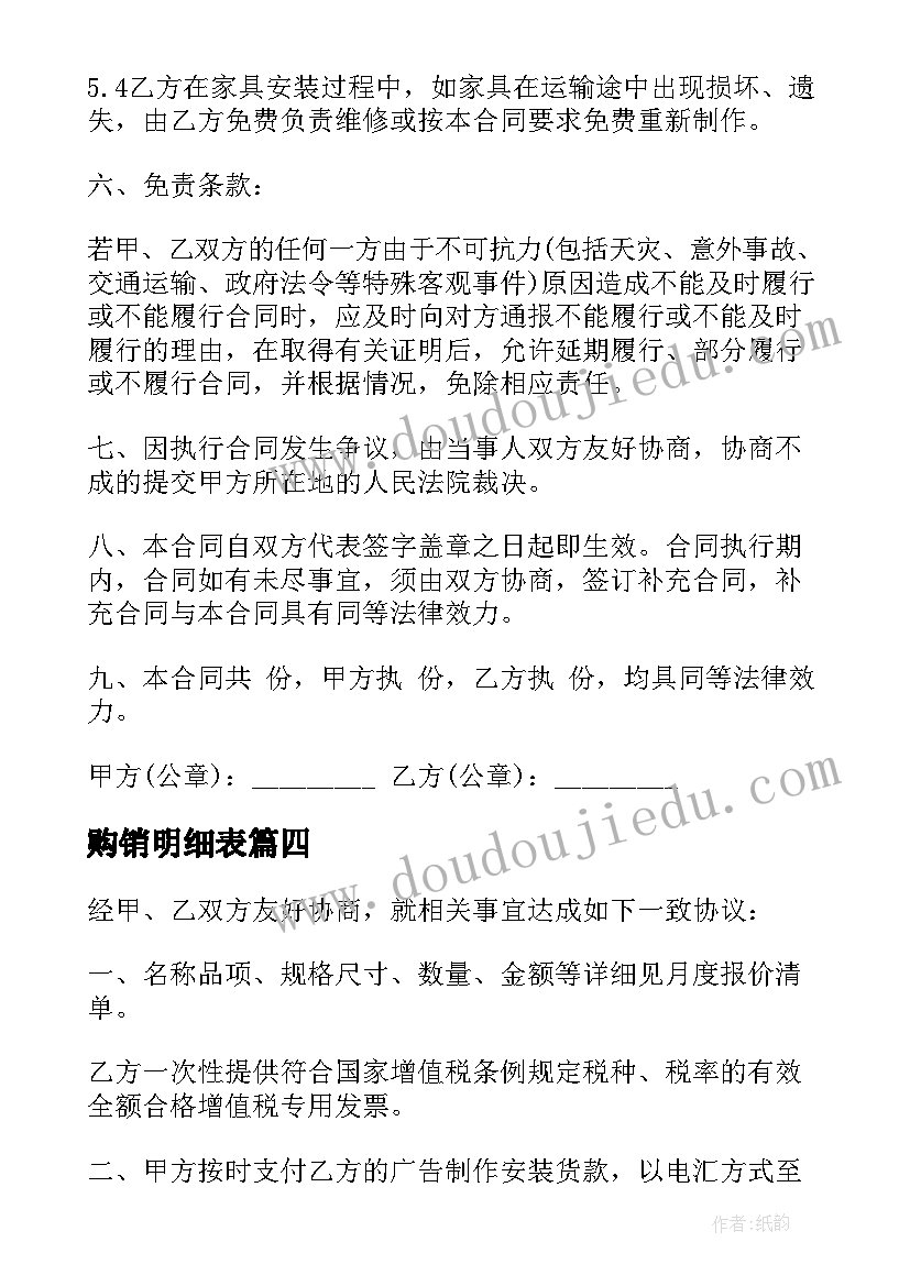 购销明细表 车辆购销合同(汇总9篇)