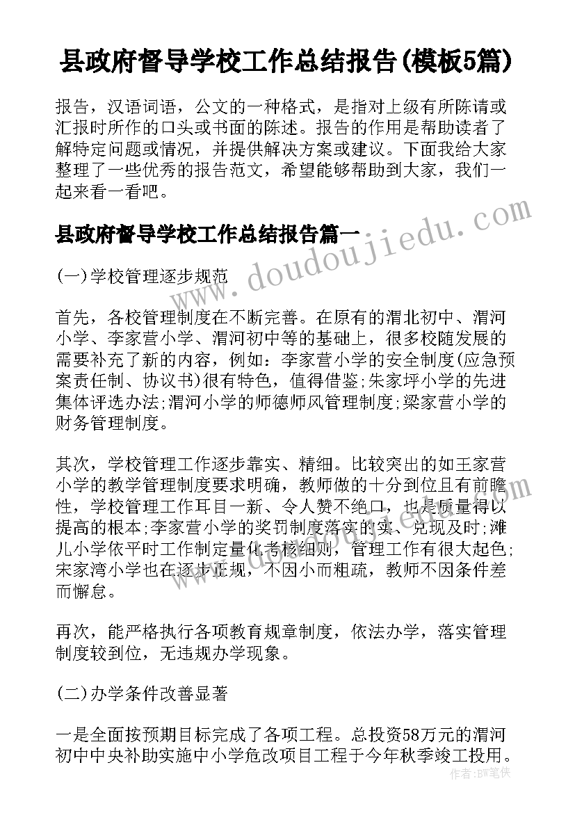 县政府督导学校工作总结报告(模板5篇)