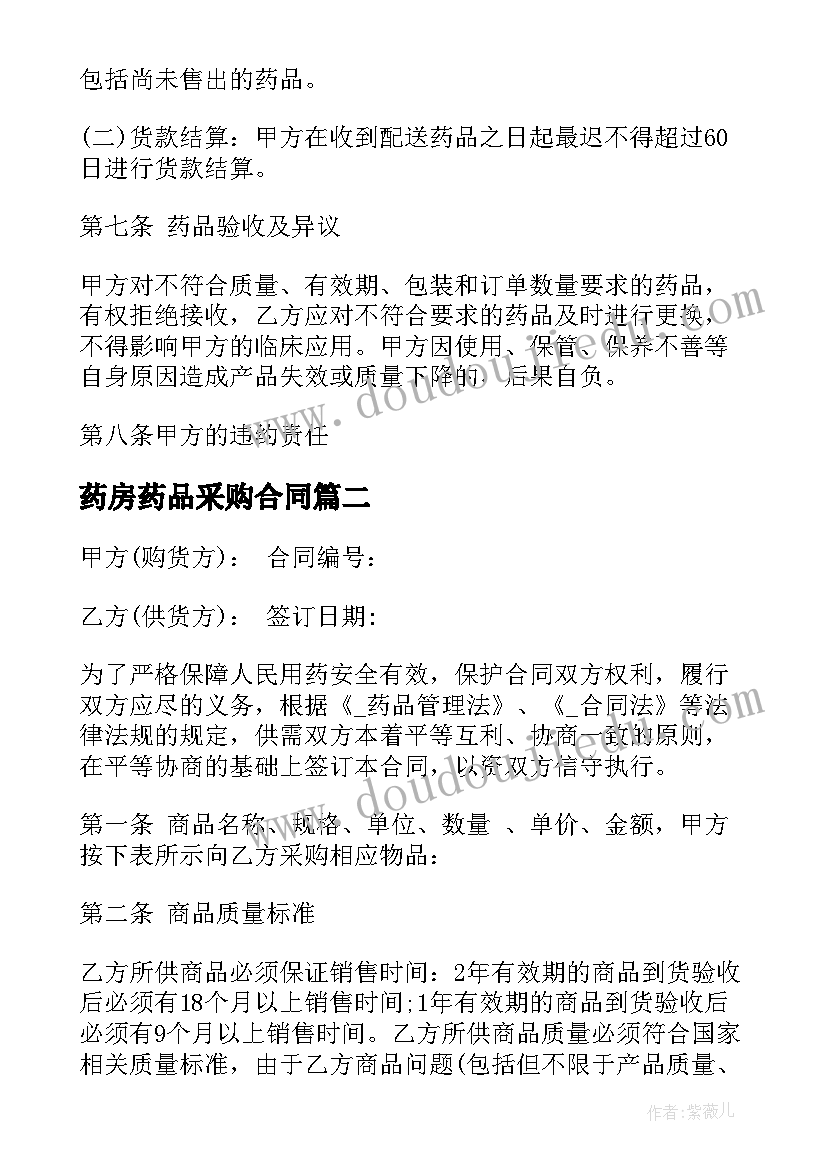 最新药房药品采购合同(通用9篇)