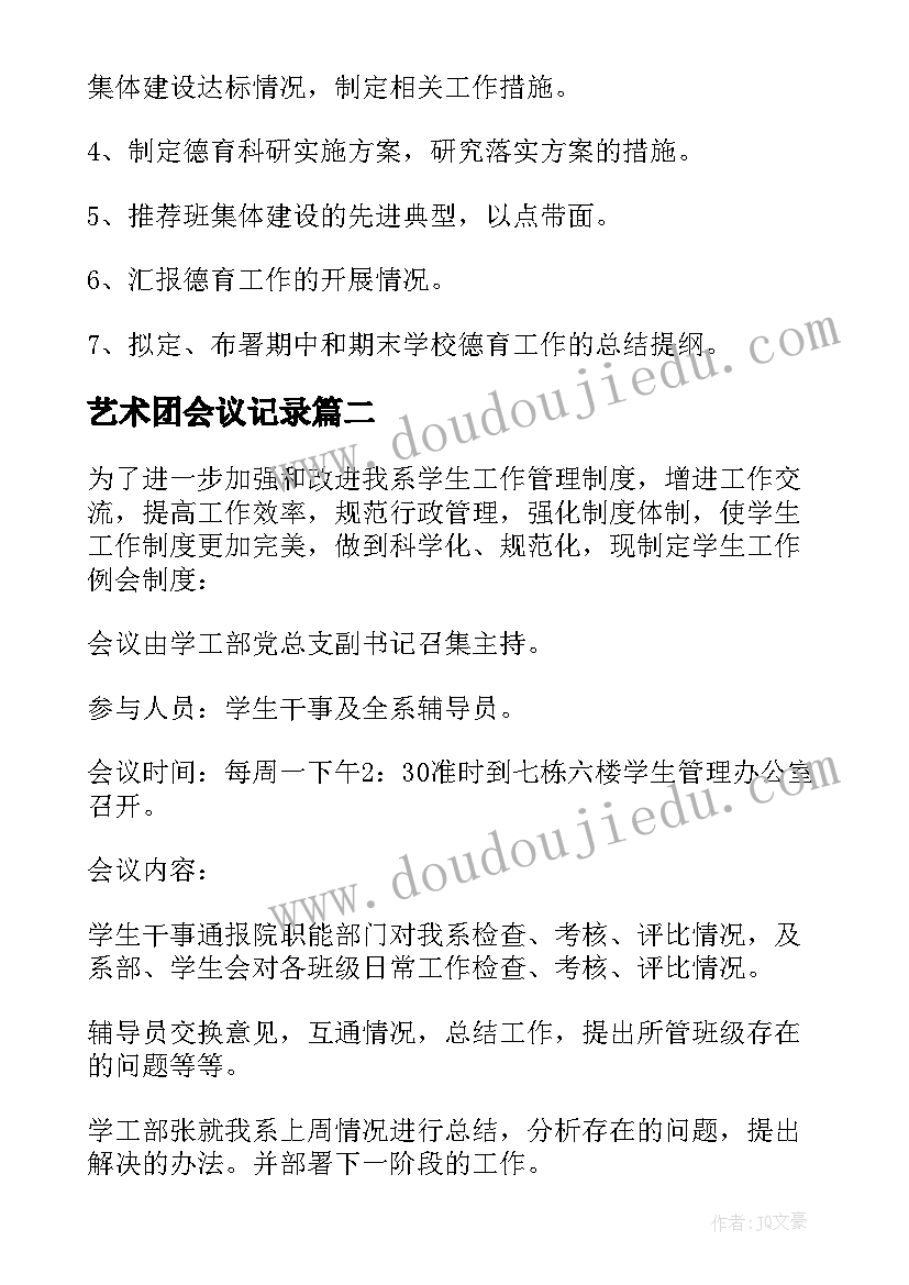 2023年艺术团会议记录(模板10篇)