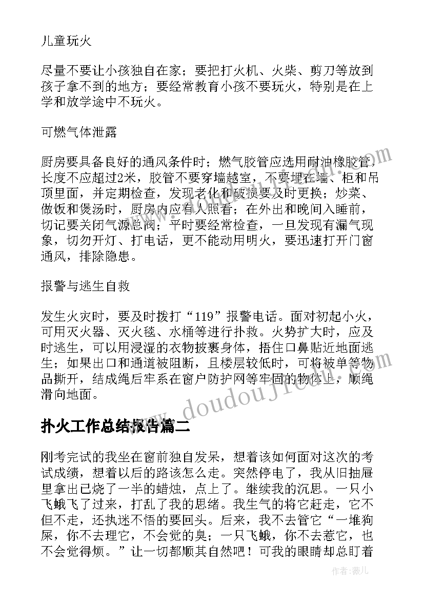 2023年扑火工作总结报告 森林火灾扑火安全常识(优质9篇)