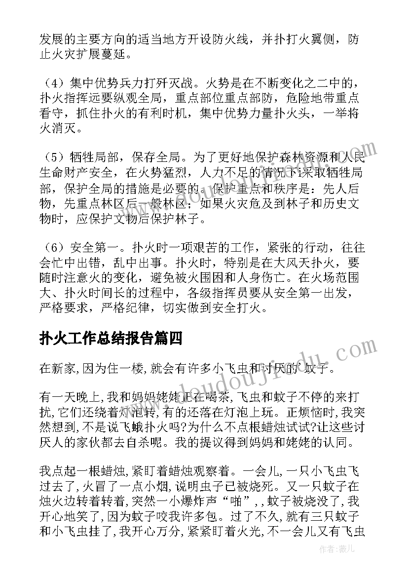 2023年扑火工作总结报告 森林火灾扑火安全常识(优质9篇)