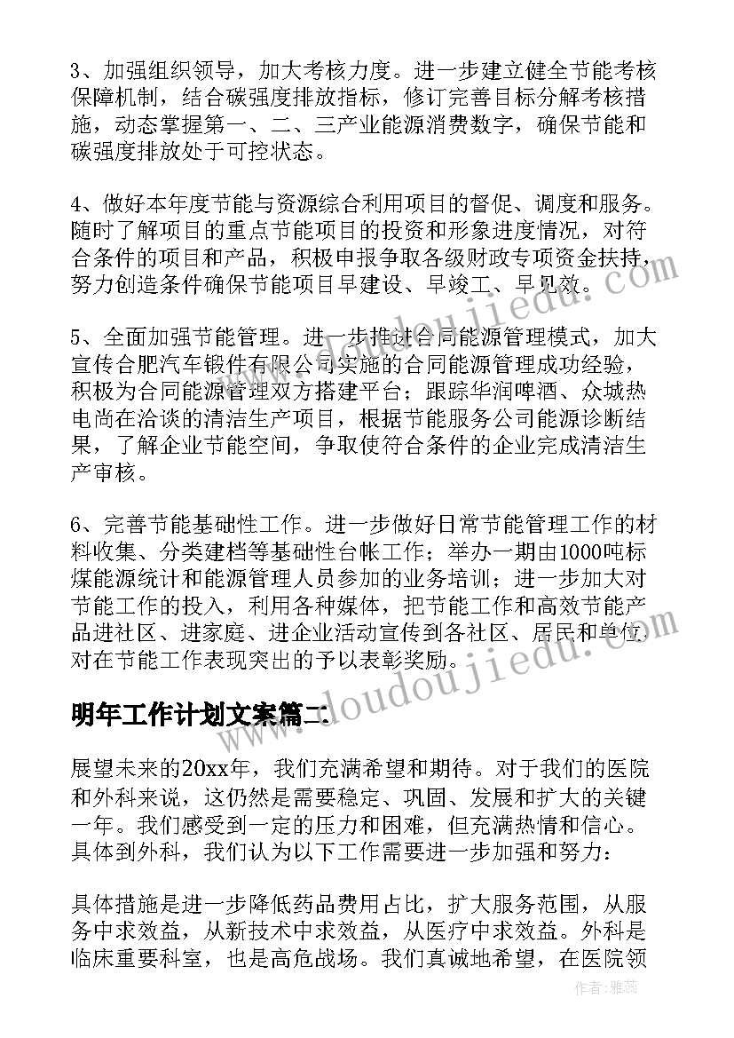 明年工作计划文案 明年工作计划(大全8篇)