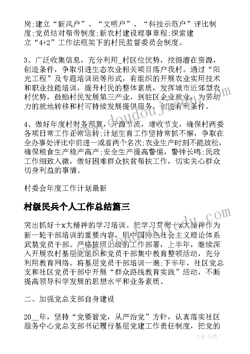 2023年村级民兵个人工作总结(精选6篇)