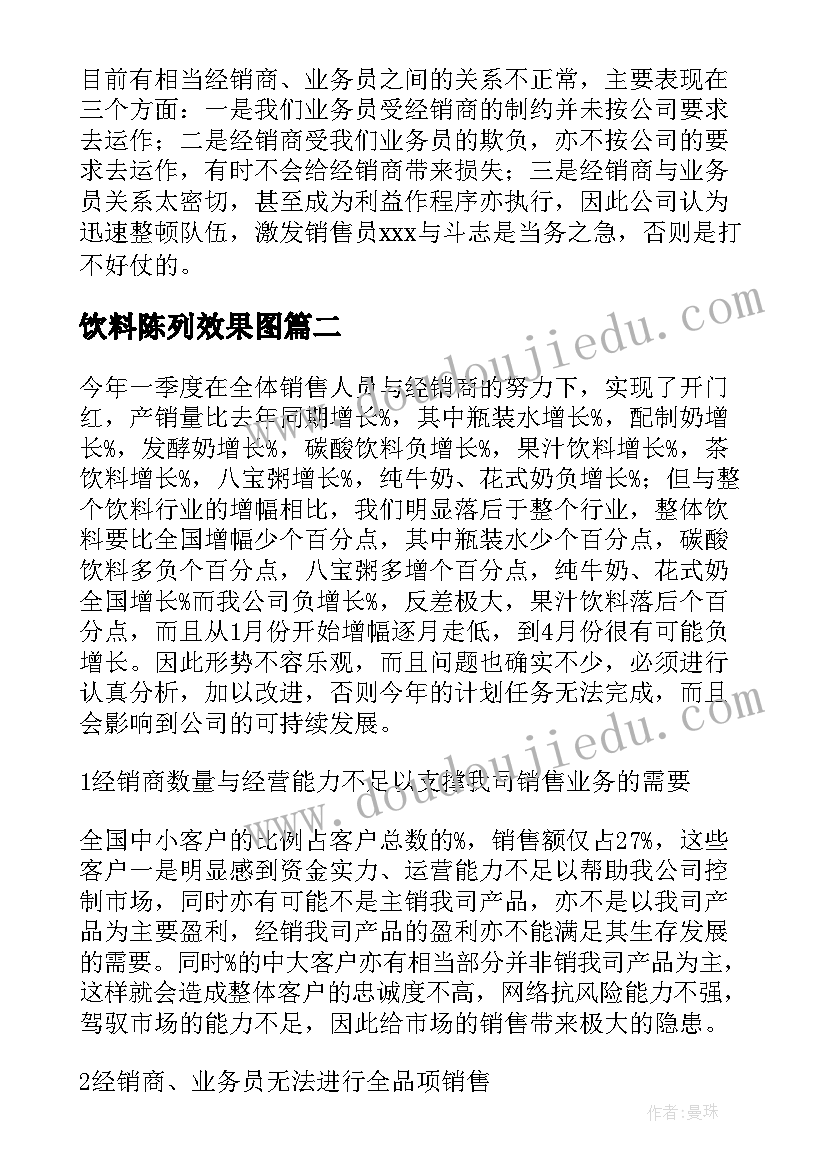 最新饮料陈列效果图 饮料业务员工作总结(优秀7篇)