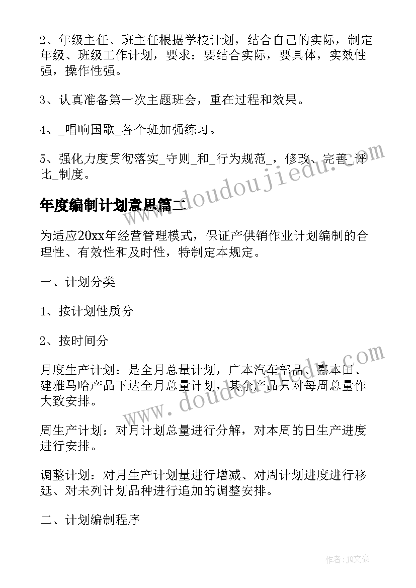 2023年年度编制计划意思(大全7篇)