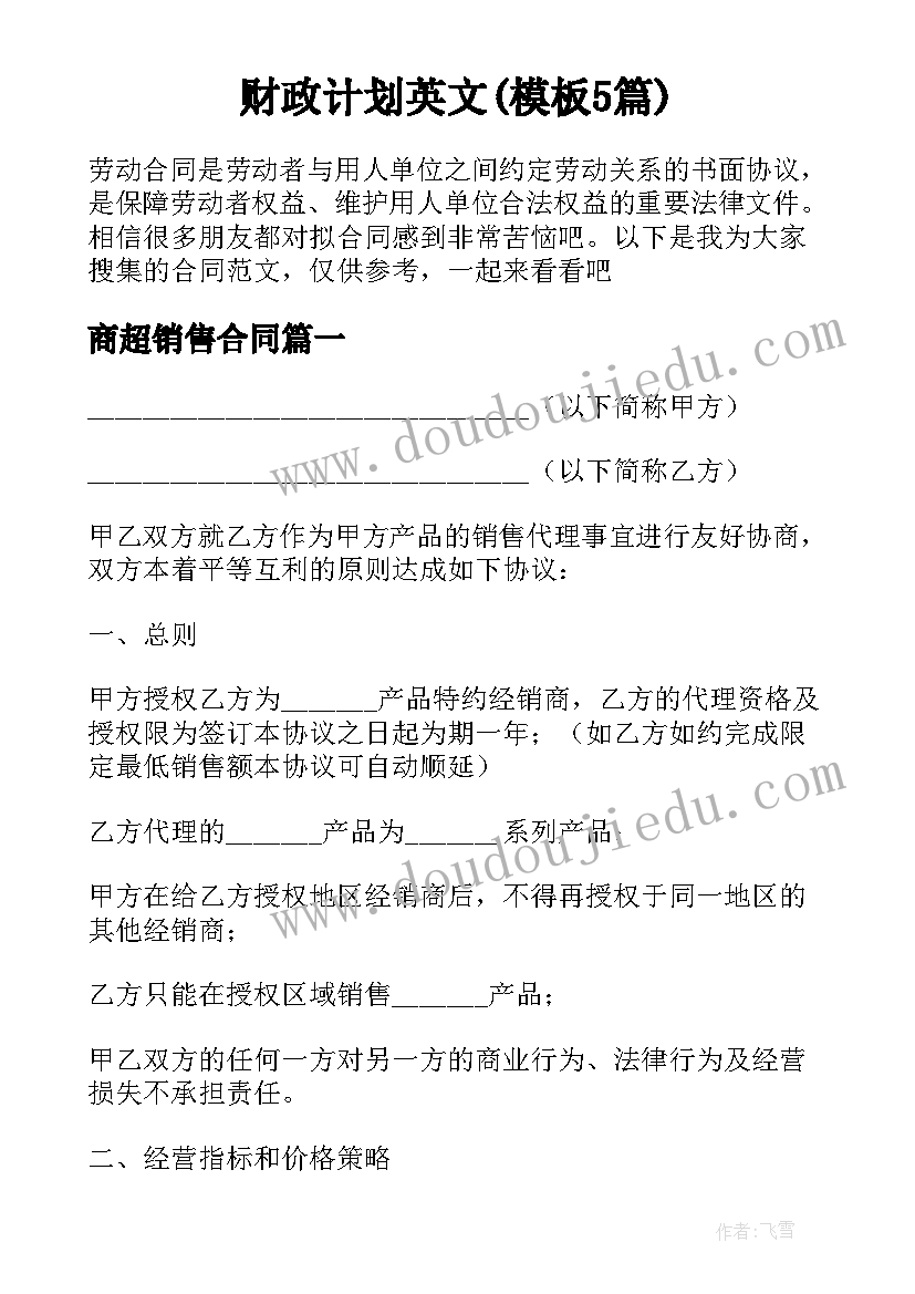 财政计划英文(模板5篇)