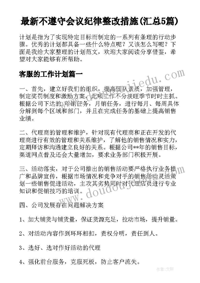 最新不遵守会议纪律整改措施(汇总5篇)